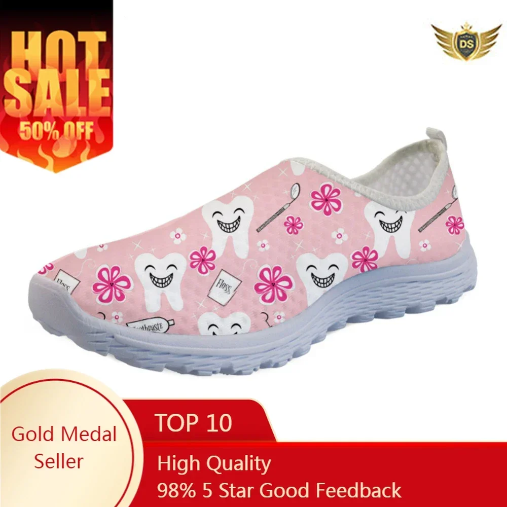 Women'S Shoes Nursing - Breathable หญิงรองเท้าพยาบาลรองเท้าผ้าใบแฟชั่นผู้หญิงฤดูร้อนรองเท้าตาข่าย 3D การ์ตูนทันตแพทย์/ฟันรูปแบบ Zapatos Mujer