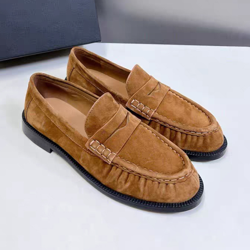 Women'S Shoes Quality - รองเท้าโลฟเฟอร์ผู้หญิงแบบใหม่ หัวมน หนังแท้คุณภาพสูง ส้นเตี้ย ใส่สบาย เหมาะสำหรับเดินทางไปทำงาน