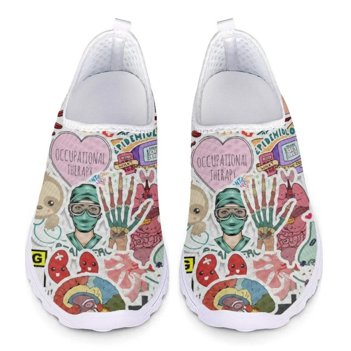 Women'S Shoes Nursing - รองเท้าพยาบาลผู้หญิง น้ำหนักเบา สวมใส่สบาย แบบสวม ดีไซน์สำหรับอุปกรณ์ทางการแพทย์ รองเท้าผ้าตาข่ายสำหรับสุภาพสตรี