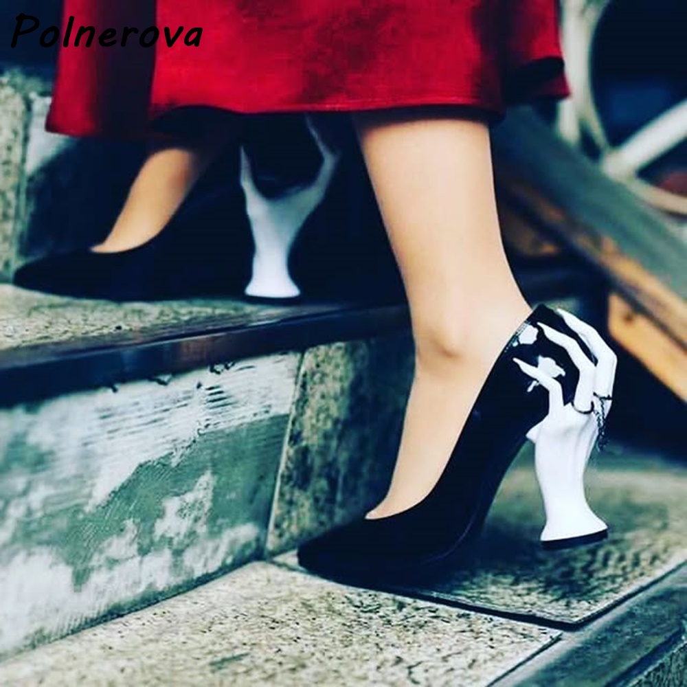 Women'S Shoes Hands Free - รองเท้าส้นสูงปลายแหลมประดับประติมากรรมรูปมือ หนังแก้วเงา ดีไซน์ล้ำสมัยสำหรับงานปาร์ตี้ รองเท้าแฟชั่นหลากสีสัน
