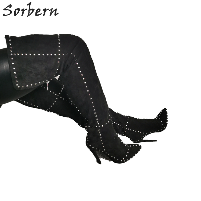 Women'S Shoes Vegan - Sorbern Rivet กว้าง Fit ต้นขารองเท้าผู้หญิงรองเท้าส้นสูงรองเท้าส้นสูงเปิดกลับรองเท้ารันเวย์ลากส้นหนังมังสวิรัติ Faux
