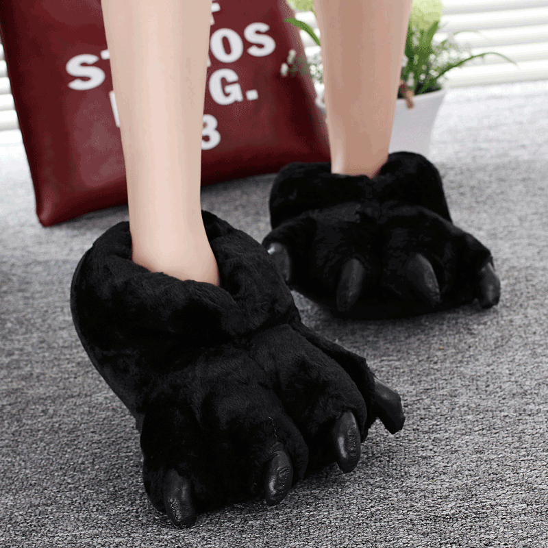 Women Shoes Mules - ขนาด 35-43 สีดําสัตว์ PAW รองเท้าผู้หญิงฤดูหนาวรองเท้าแตะ Unisex