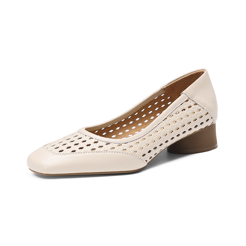 Women Shoes Model - รองเท้าส้นสูงแบบโปร่ง ดีไซน์ใหม่สำหรับผู้หญิง ฤดูร้อน ปี 2026 หนังแท้