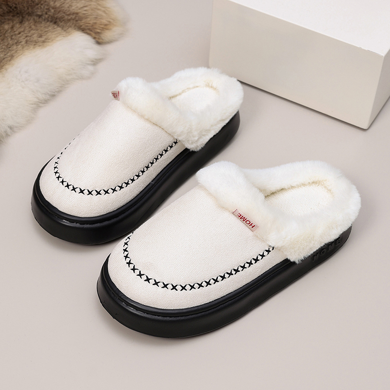 Women Shoes Mules - รองเท้าแตะผู้หญิงแบบนุ่มสำหรับฤดูหนาว พื้นหนานุ่มสบายสำหรับใส่ในบ้าน รองเท้าคู่รักแบบใหม่สำหรับใช้ในร่ม นุ่มสบาย กันลื่น เหมาะสำหรับทุกเพศ
