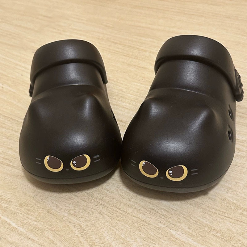 Women Shoes Mules - รองเท้าแตะแมวดำดีไซน์ใหม่สำหรับผู้หญิง ฤดูร้อน นุ่มสบาย แบบสวม สายรัดน่ารัก สไตล์แมรี่เจน