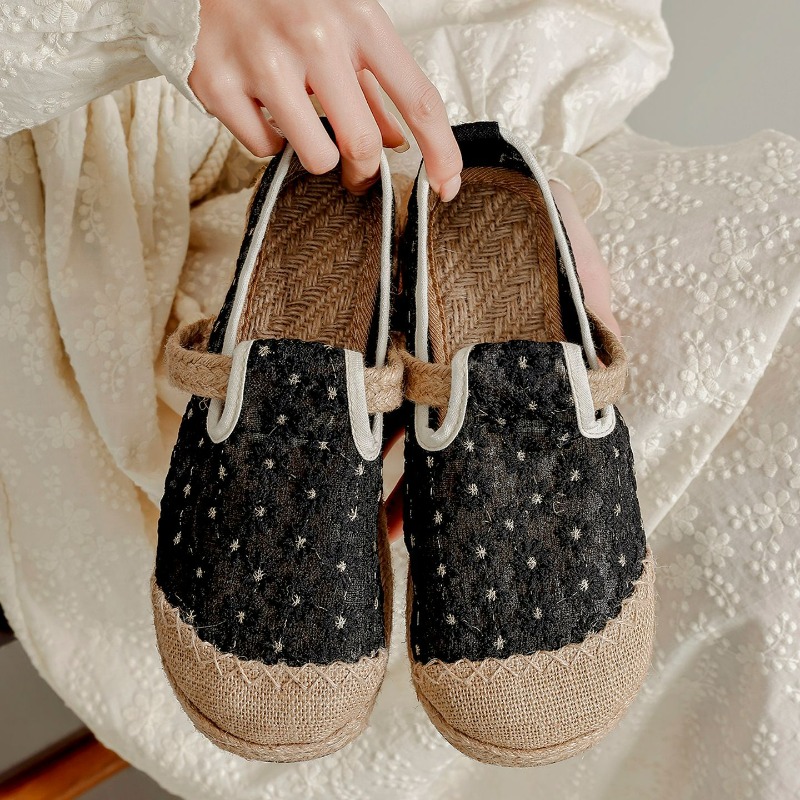 รองเท้าแตะลำลองผ้าลินินปักลายท - Women'S Shoes Vegan บทวิจารณ์และราคา