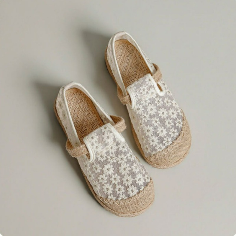 รองเท้าแตะลำลองผ้าลินินปักลายท - Women'S Shoes Vegan บทวิจารณ์และราคา