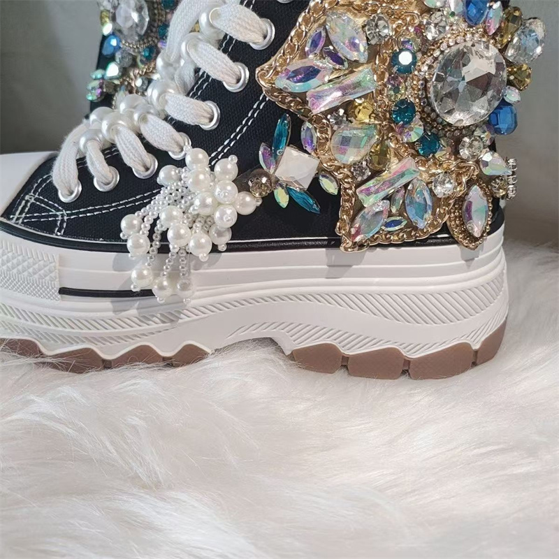 หนาด้านบนตอกลูกปัด rhinestone  - Women'S Shoes Hands Free บทวิจารณ์และราคา