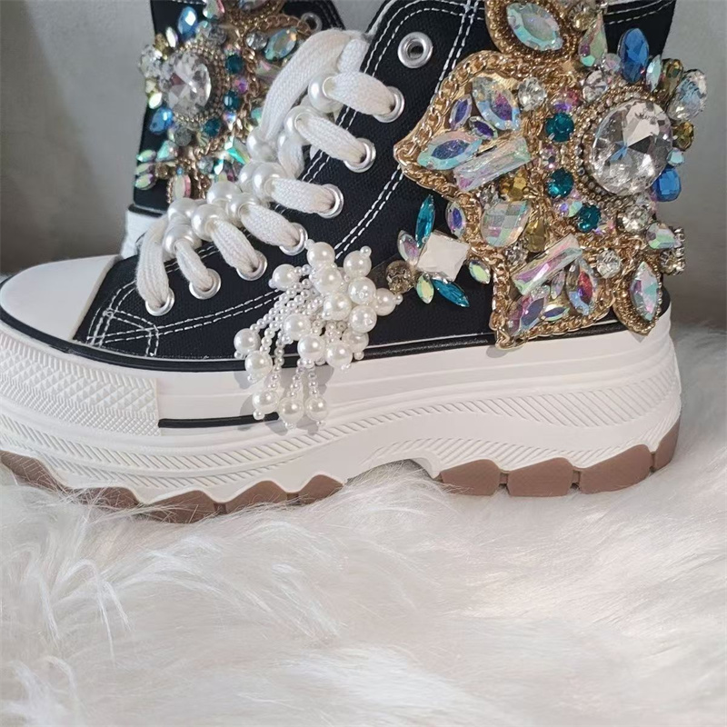 หนาด้านบนตอกลูกปัด rhinestone  - Women'S Shoes Hands Free บทวิจารณ์และราคา