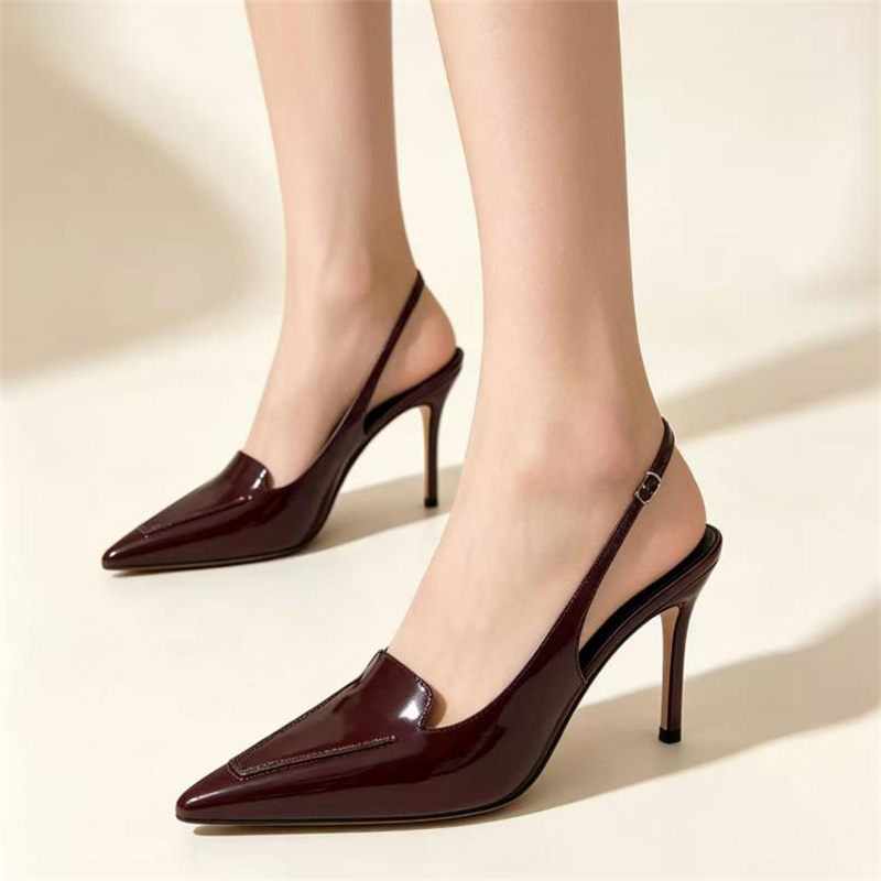 รองเท้าส้นสูงแบบสวมเปิดส้น หนั - Women'S Shoes Burgundy บทวิจารณ์และราคา