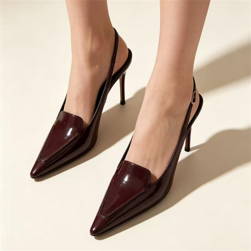 รองเท้าส้นสูงแบบสวมเปิดส้น หนั - Women'S Shoes Burgundy บทวิจารณ์และราคา