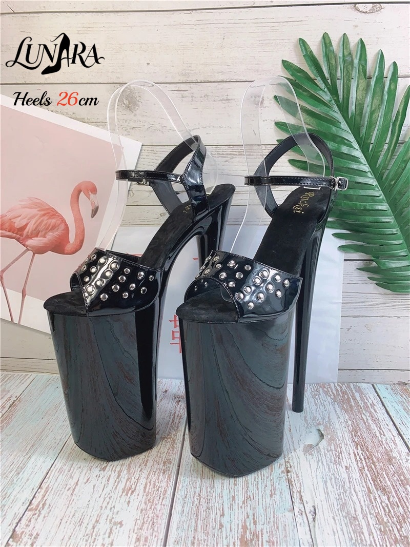 รองเท้าส้นสูงแบบส้นเข็มสีดำเงา - Leopard Print Heels บทวิจารณ์และราคา