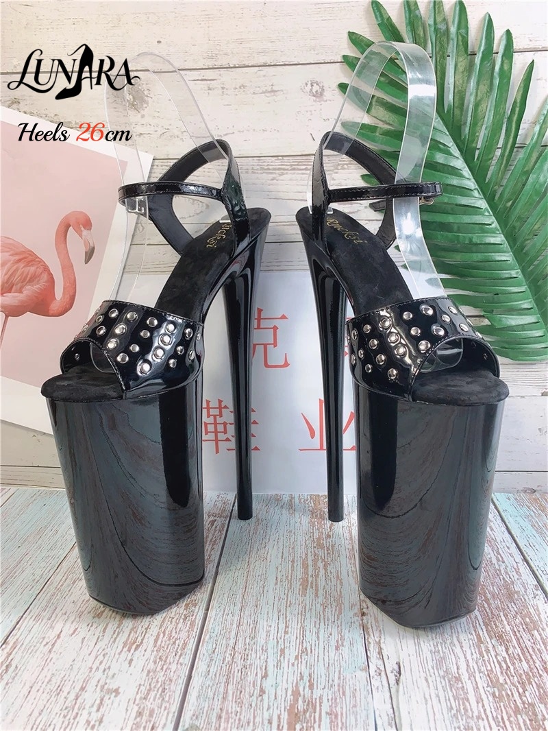 รองเท้าส้นสูงแบบส้นเข็มสีดำเงา - Leopard Print Heels บทวิจารณ์และราคา