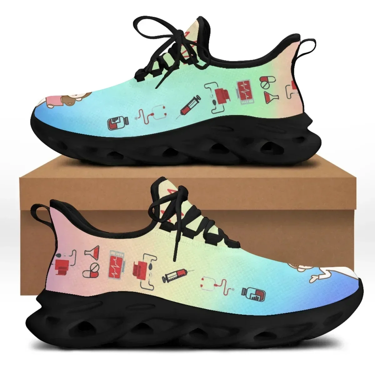 รองเท้าพยาบาลลายพิมพ์ทางการแพท - Women'S Shoes Nursing บทวิจารณ์และราคา