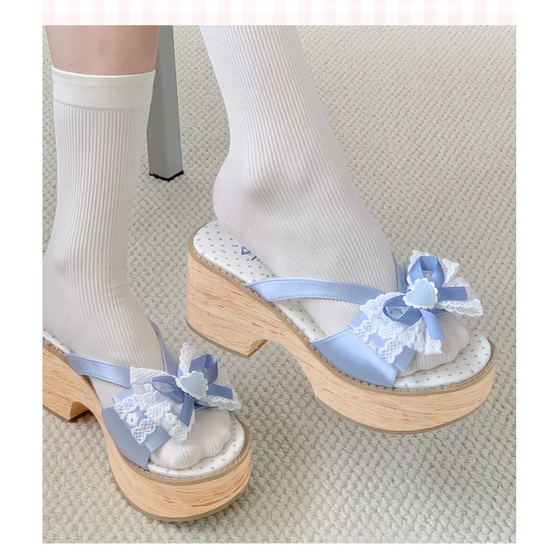 รองเท้าแตะพื้นหนาลายไม้ Sweet  - Women'S Shoes Quality บทวิจารณ์และราคา
