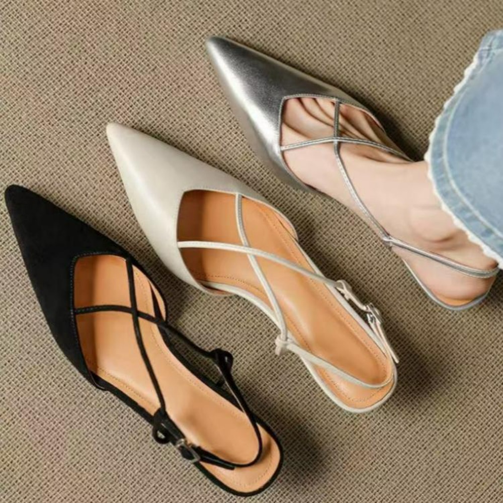 รองเท้าส้นเตี้ยแบบสวมปลายแหลมส - Women Shoes Mules บทวิจารณ์และราคา