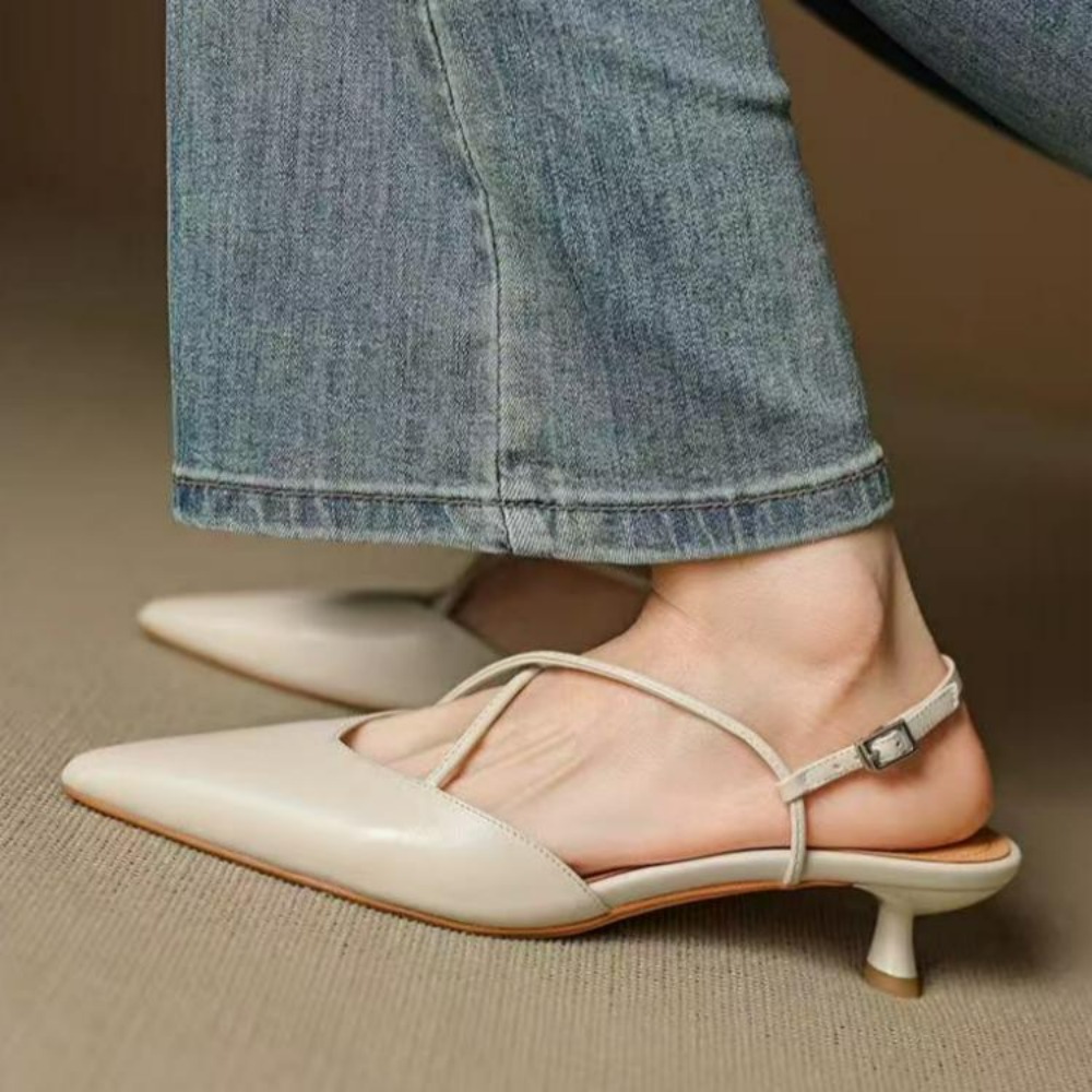 รองเท้าส้นเตี้ยแบบสวมปลายแหลมส - Women Shoes Mules บทวิจารณ์และราคา