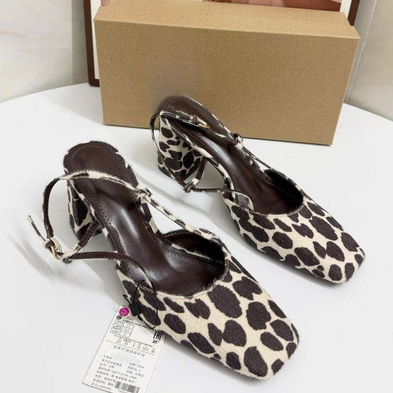 รองเท้าส้นสูงแบบสวมเปิดส้นลายเ - Leopard Print Heels บทวิจารณ์และราคา