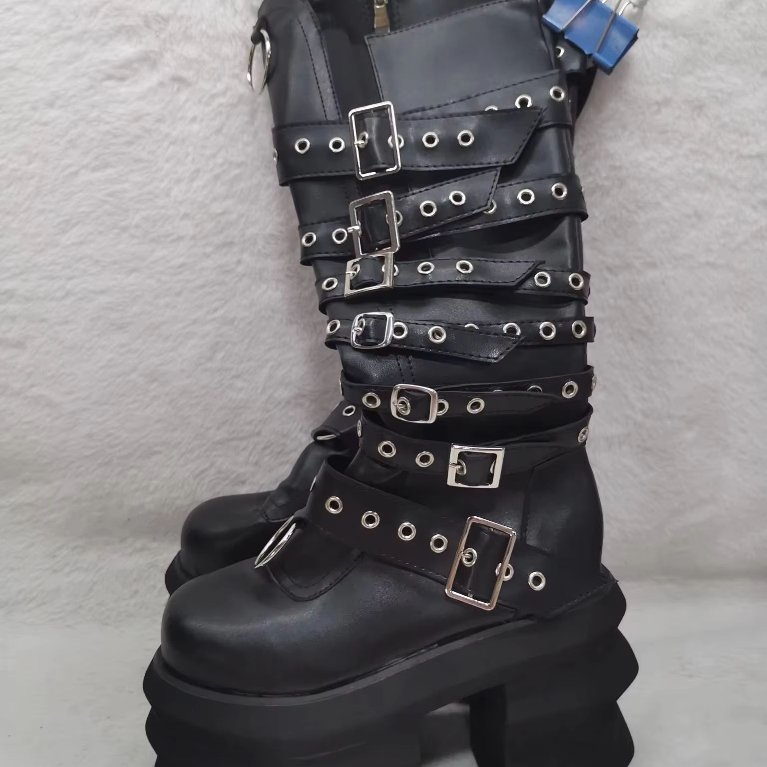 รองเท้าบูททรงนักรบ Y2K ส้นหนาแ - Women Shoes Size Chart บทวิจารณ์และราคา