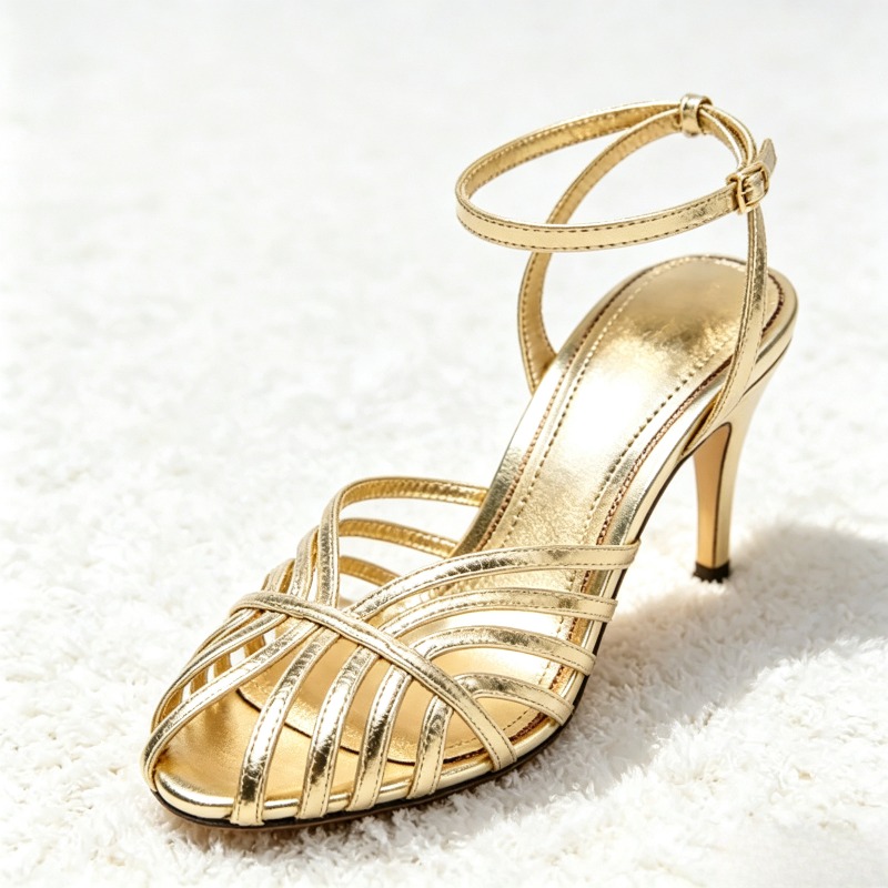 รองเท้าส้นสูงแบบรัดข้อเท้าสีทอ - Women Shoes Model บทวิจารณ์และราคา