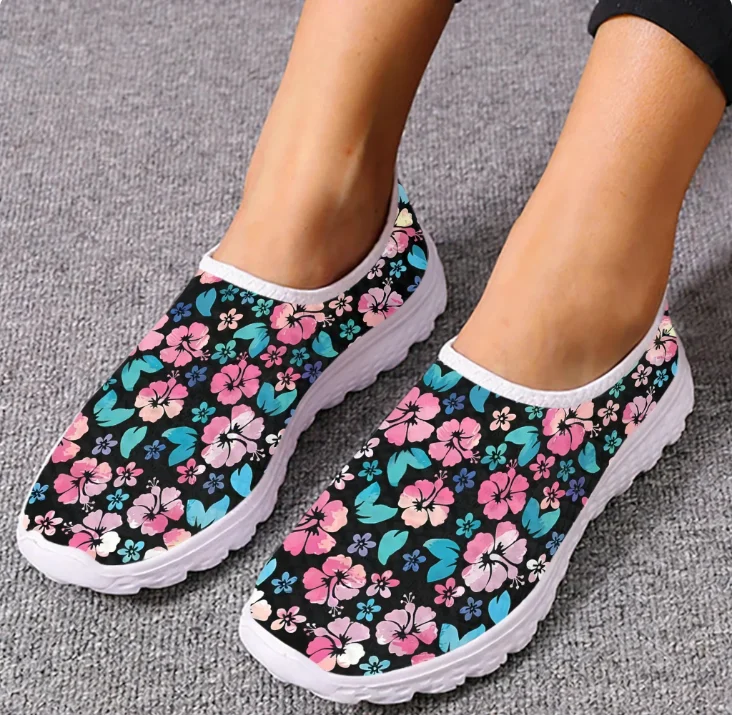 รองเท้าโลฟเฟอร์ลายดอกชบาฮาวาย  - Women Shoes Tennis บทวิจารณ์และราคา