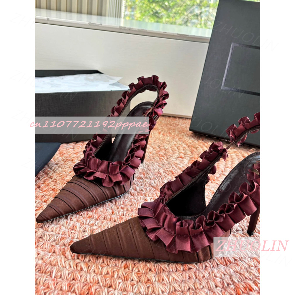 รองเท้าส้นสูงแบบสลิงแบ็ค สีเบอ - Women'S Shoes Burgundy บทวิจารณ์และราคา